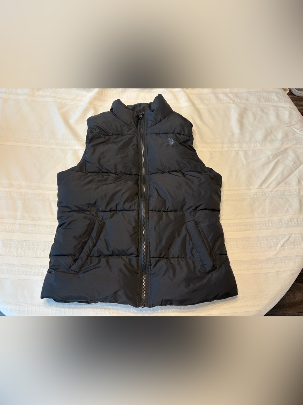 U.S. Polo Assn. Black Quilted Puffer Vest - Sleeveless Zip Front